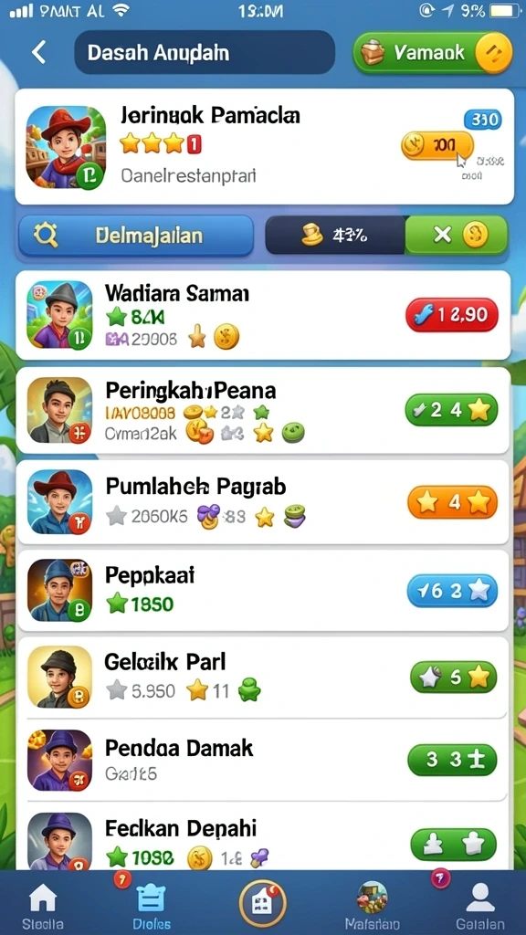 Karakter wayang yang menarik dan penuh warna.